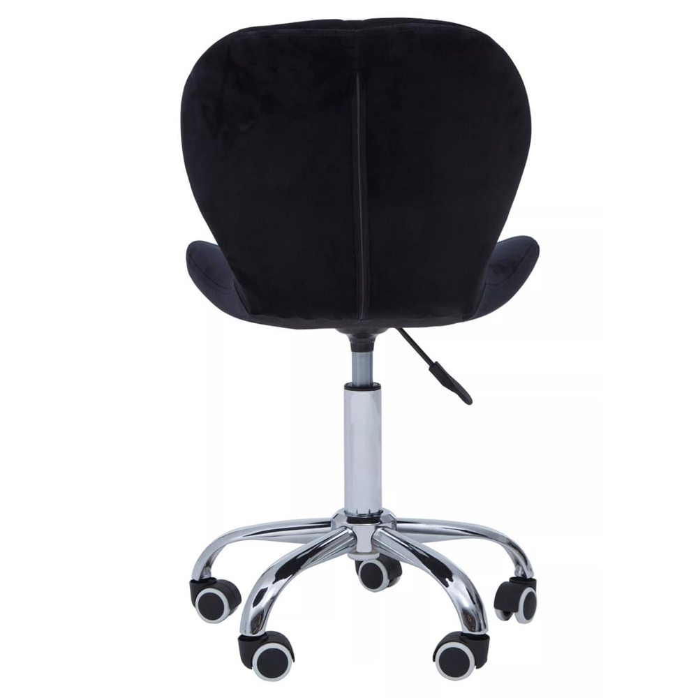 Premier Housewares Black Velvet Quilted Home Office Chair Image 5