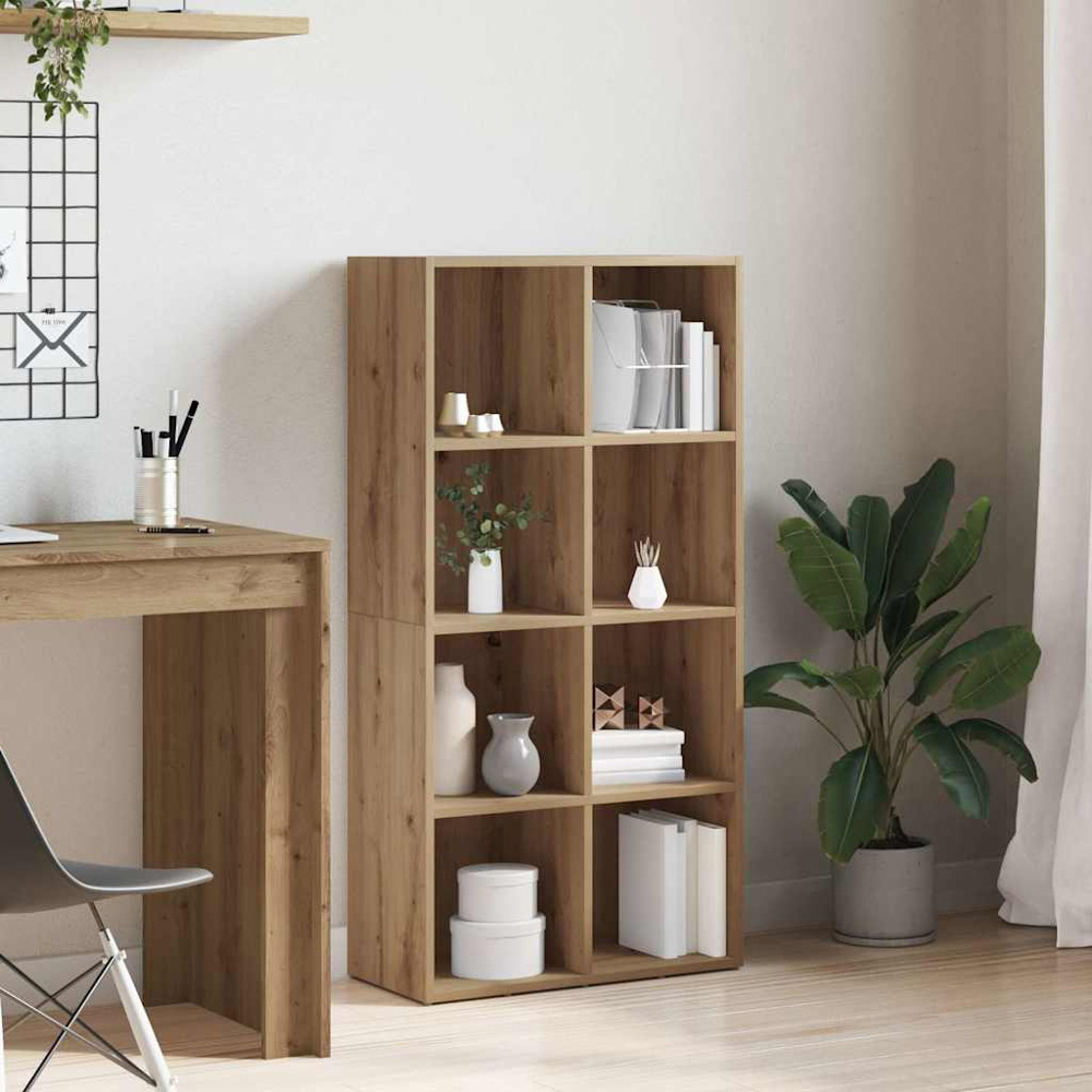 vidaXL 8 Shelf Artisanal Oak Bookcase Image 9