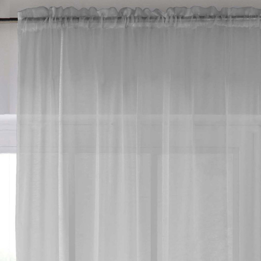 Tyrone Textiles Crystal Silver Plain Sheer Voile Panel Curtain 145 x 229cm Image 3