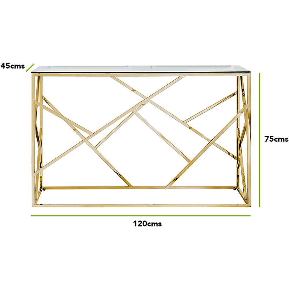 Furniturebox Sicily Clear Glass and Gold Chrome Rectangular Console Table Image 9