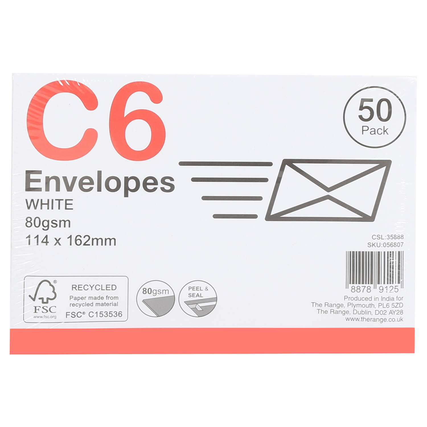 C Peel and Seal Envelopes  - White / 50 / C6 Image