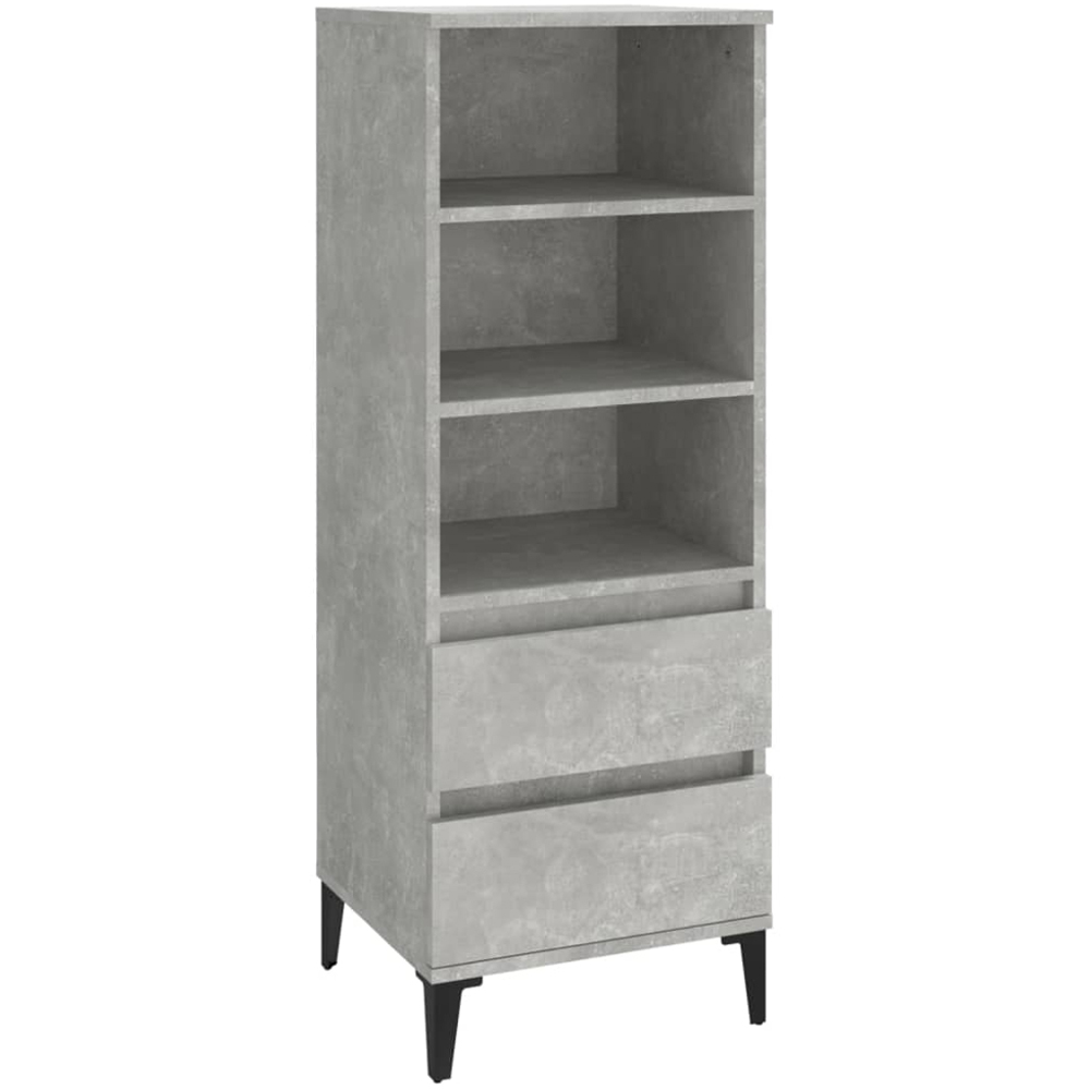 vidaXL 2 Drawer 3 Shelf Concrete Grey Highboard Image 2