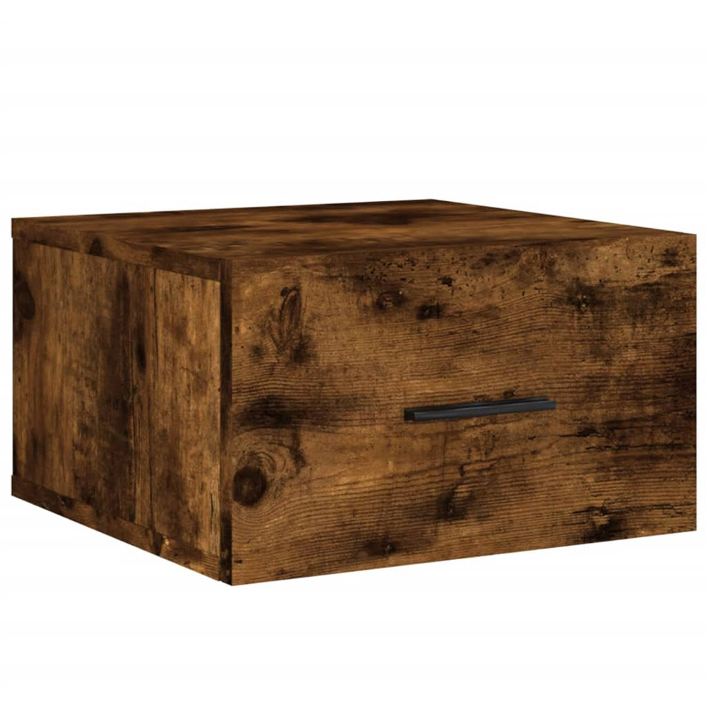 vidaXL Single Drawer Smoked Oak Wall Mounted Bedside Cabinet Image 2