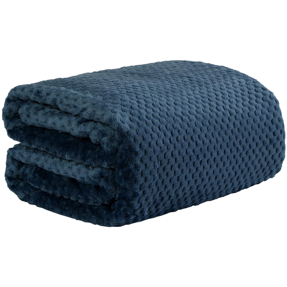 Dreamscene Luxury Navy Honeycomb Mink Waffle Throw 200 x 150cm Image 1