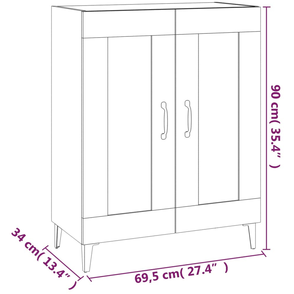 vidaXL 2 Door White Sideboard Image 9