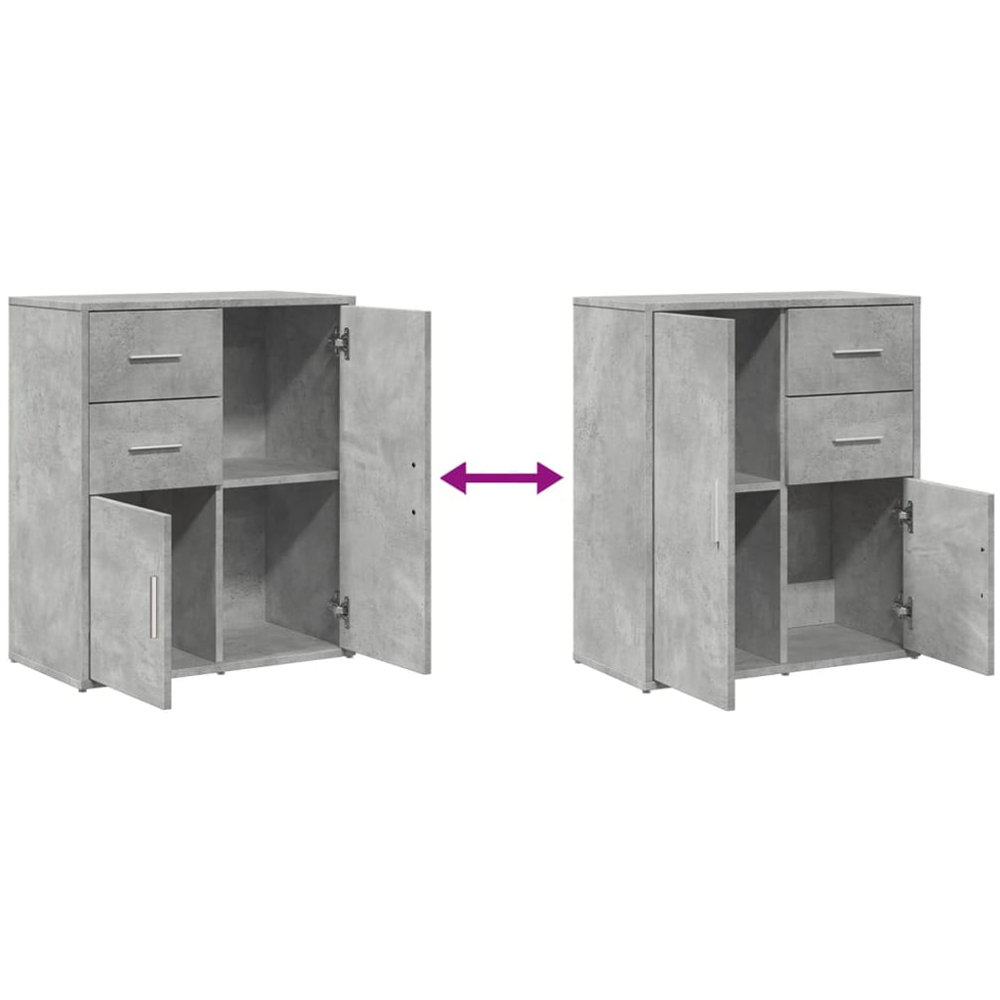 vidaXL 2 Door 2 Drawer Concrete Grey Sideboard 2 Pack Image 8