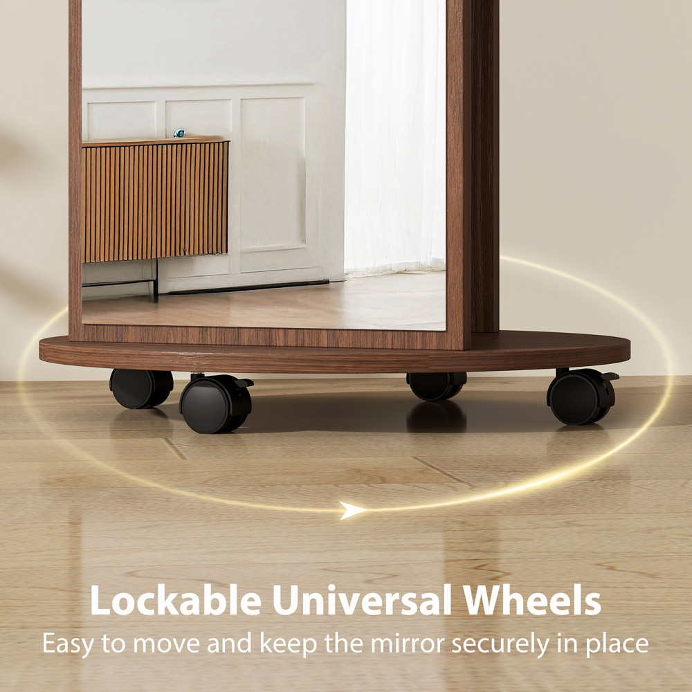 HOMCOM 2-in-1 Brown Full Length Mirror with Wheels Image 7