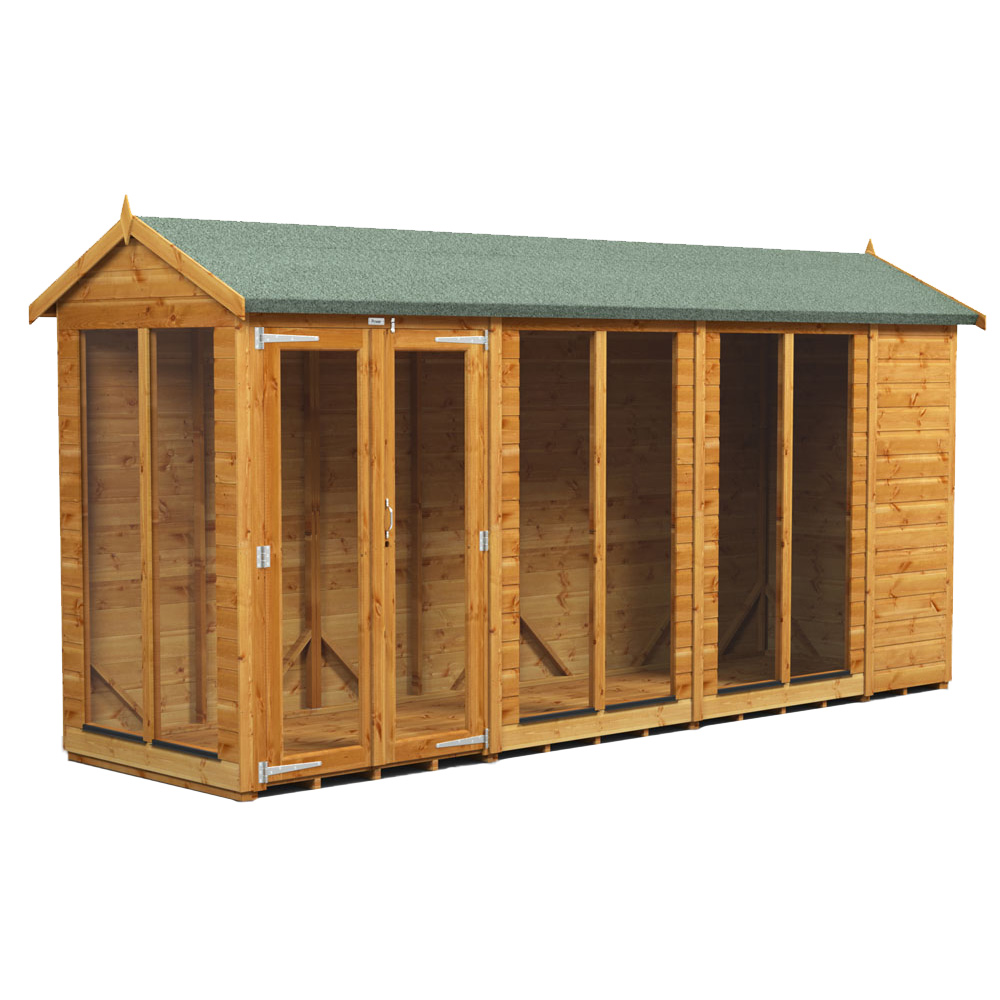 Power Sheds 14 x 4ft Double Door Apex Traditional Summerhouse Image 1