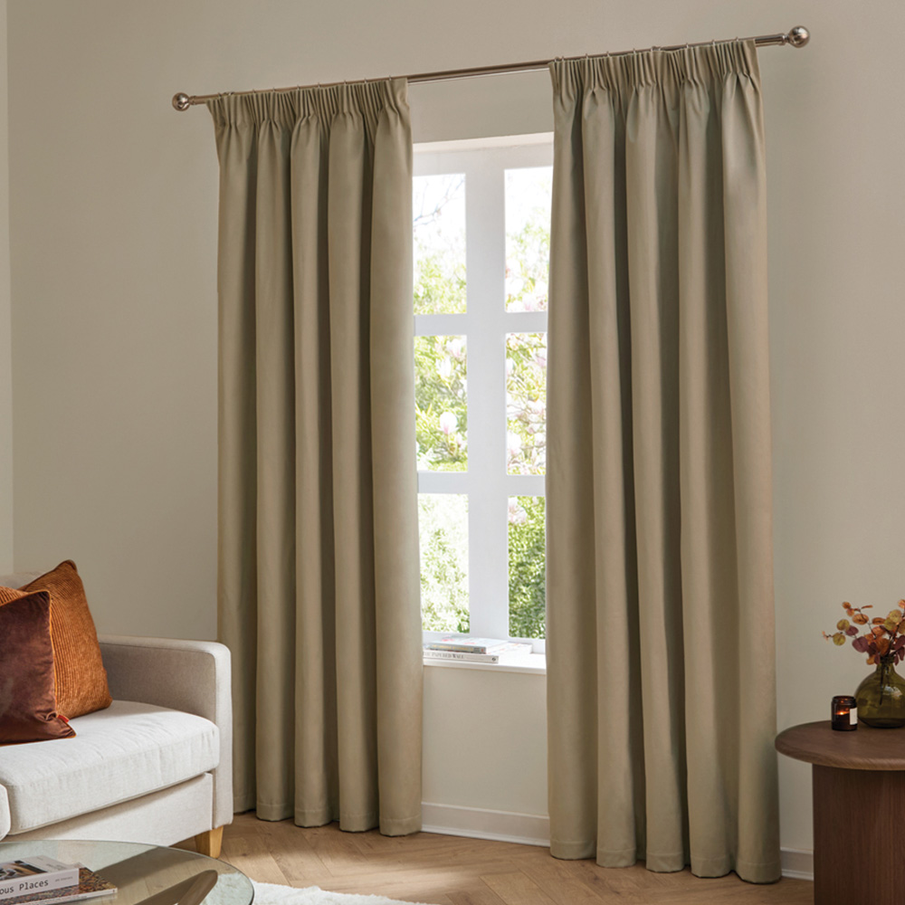 Furn The Ultimate Mocha Velvet Fully Lined Pencil Pleat Curtains 117 x 183cm Image 1