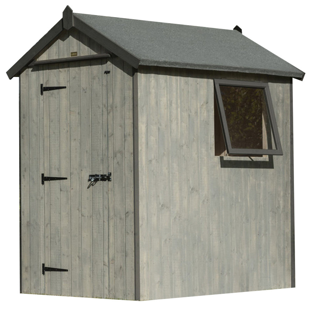 Rowlinson Heritage 6 x 4ft Dip Treated Dark Trim Shed Image 1