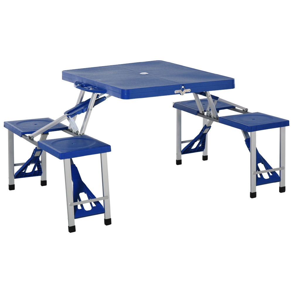 Outsunny 4 Seat Portable Picnic Table and Bench Set Blue Image 1