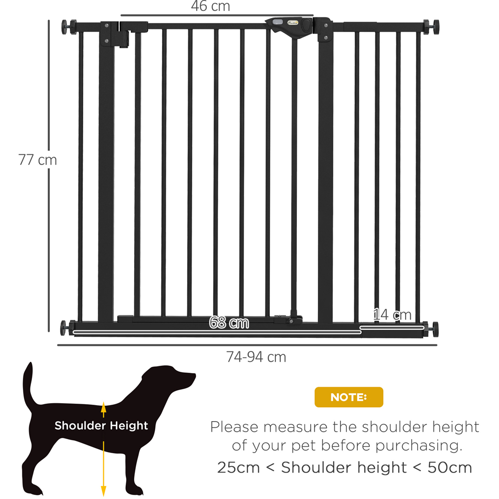 PawHut Black 74-94cm Pet Safety Gate Image 8