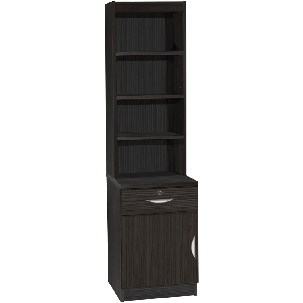 R White Cabinets Single Door Single Drawer 4 Shelf Black Cupboard with Hutch Image 2