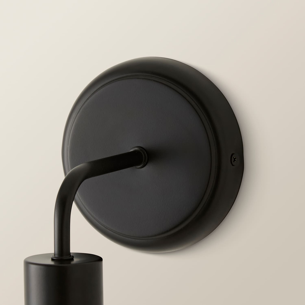 ValueLights Maddison Ribbed Glass Globe Black Metal Wall Light with Bulb Image 5