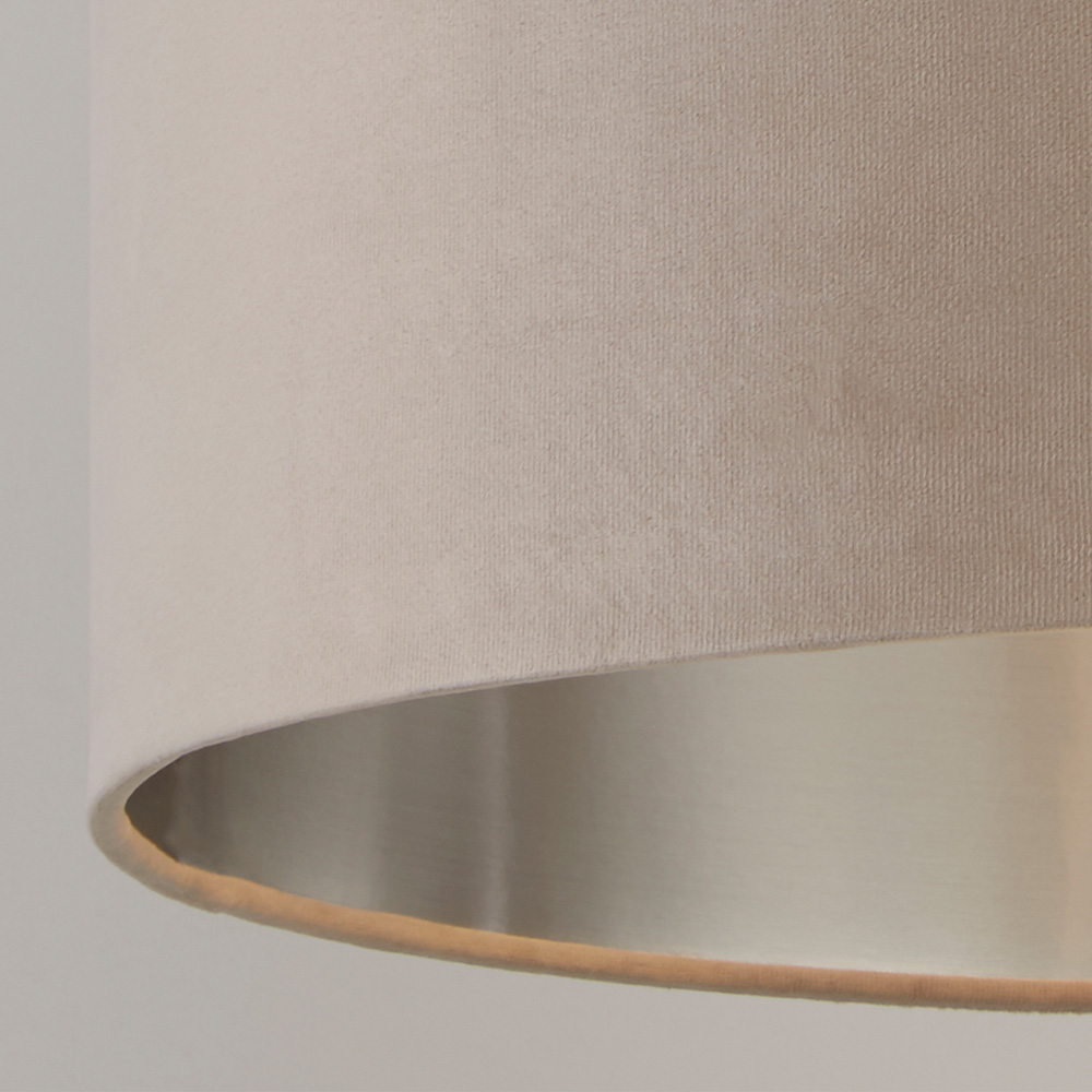 Lighting Collection Taupe Silver Inner Velvet Drum Shade Image 4