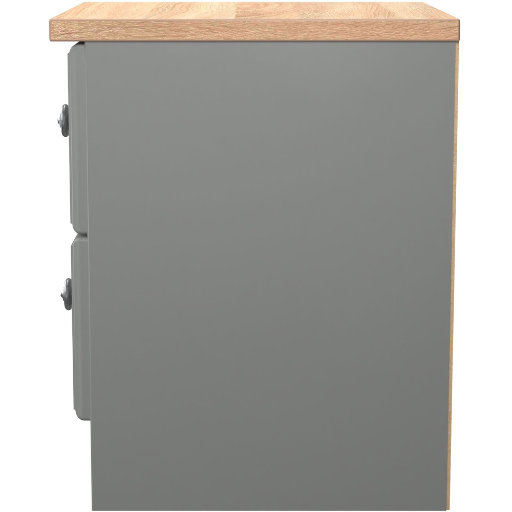 Crowndale Norfolk 2 Drawer Dusk Grey and Bardolino Oak Compact Bedside Cabinet Ready Assembled Image 3