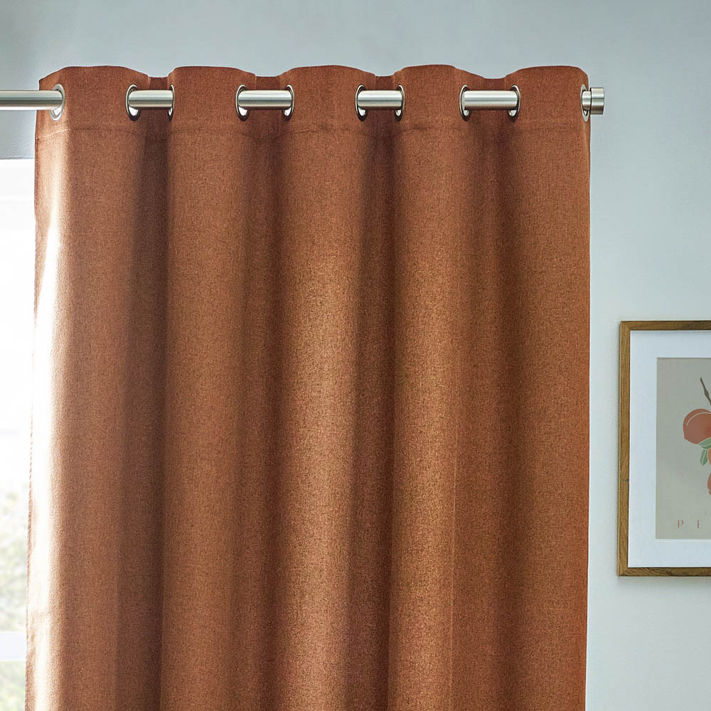 furn. Dawn Brown Thermal Blackout Eyelet Curtain 229 x 183cm Image 3