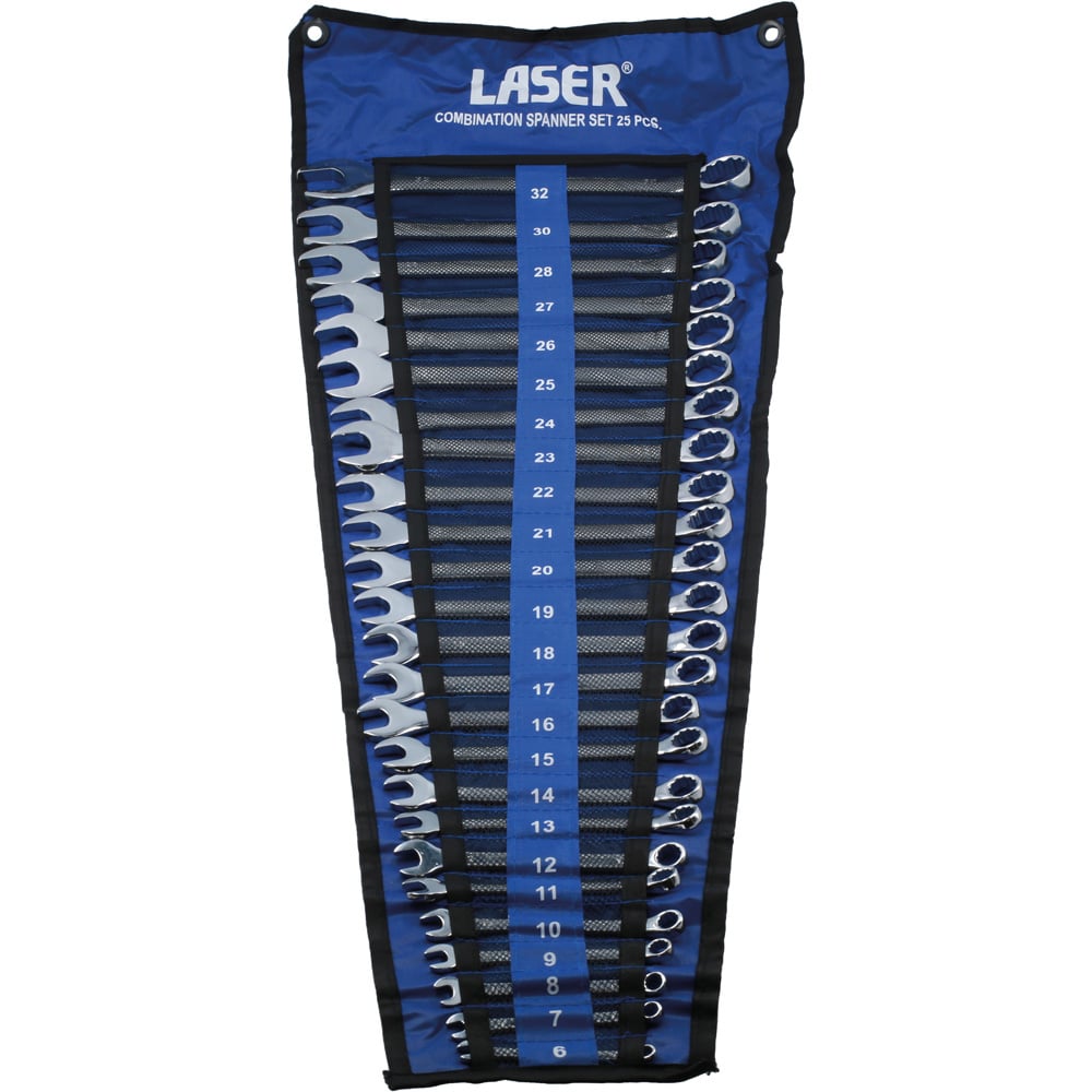 Laser 25 Piece 6-32mm Polished Finish Bi-Hex Combination Spanner Set Image 1
