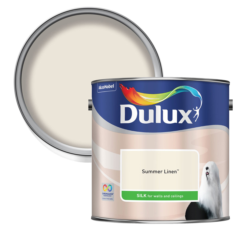 Dulux Walls & Ceilings Summer Linen Silk Emulsion Paint 2.5L Image 1