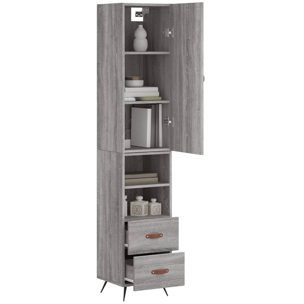 vidaXL Single Door 2 Drawer 2 Shelf Grey Sonoma Highboard Image 3