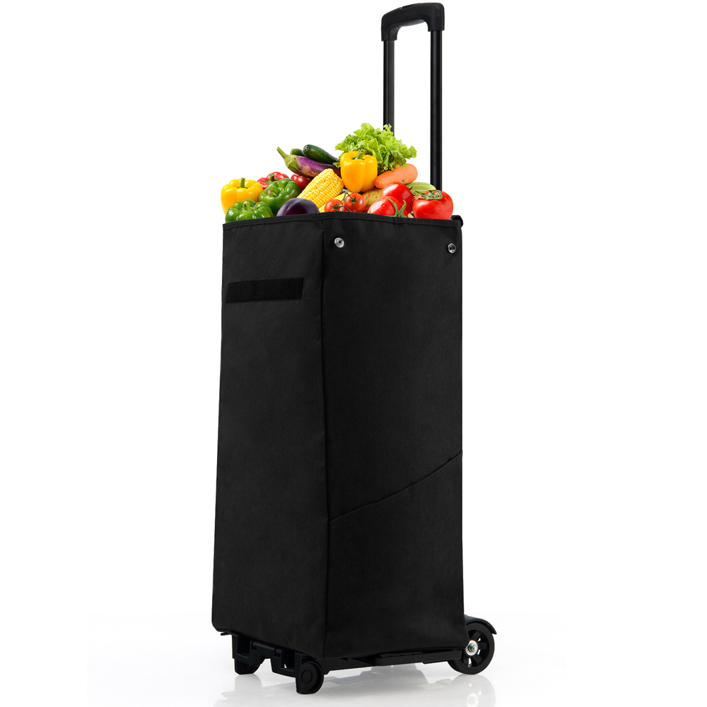 Costway 2 in 1 Black Foldable Shopping Trolley Bag Image 3