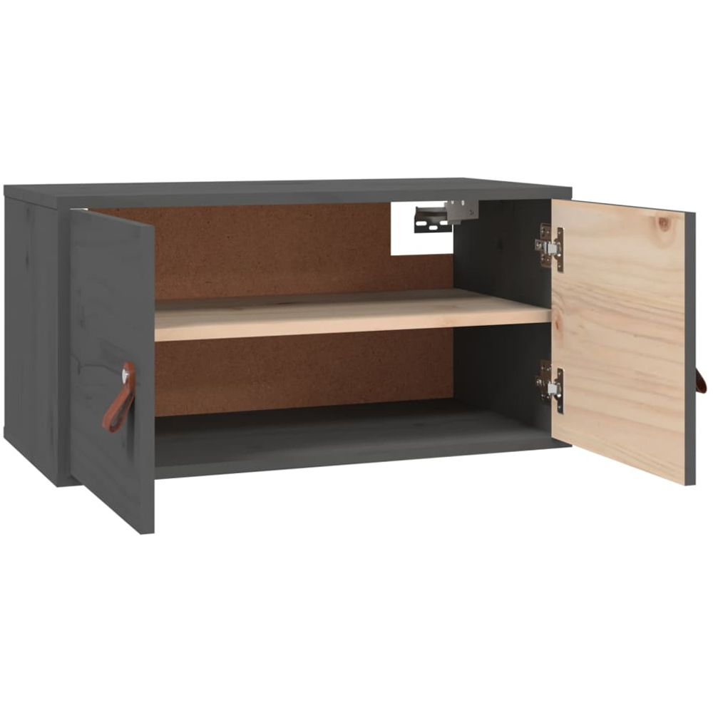 vidaXL 2 Door Grey Solid Pine Wood Wall Cabinet Set of 2 Image 5