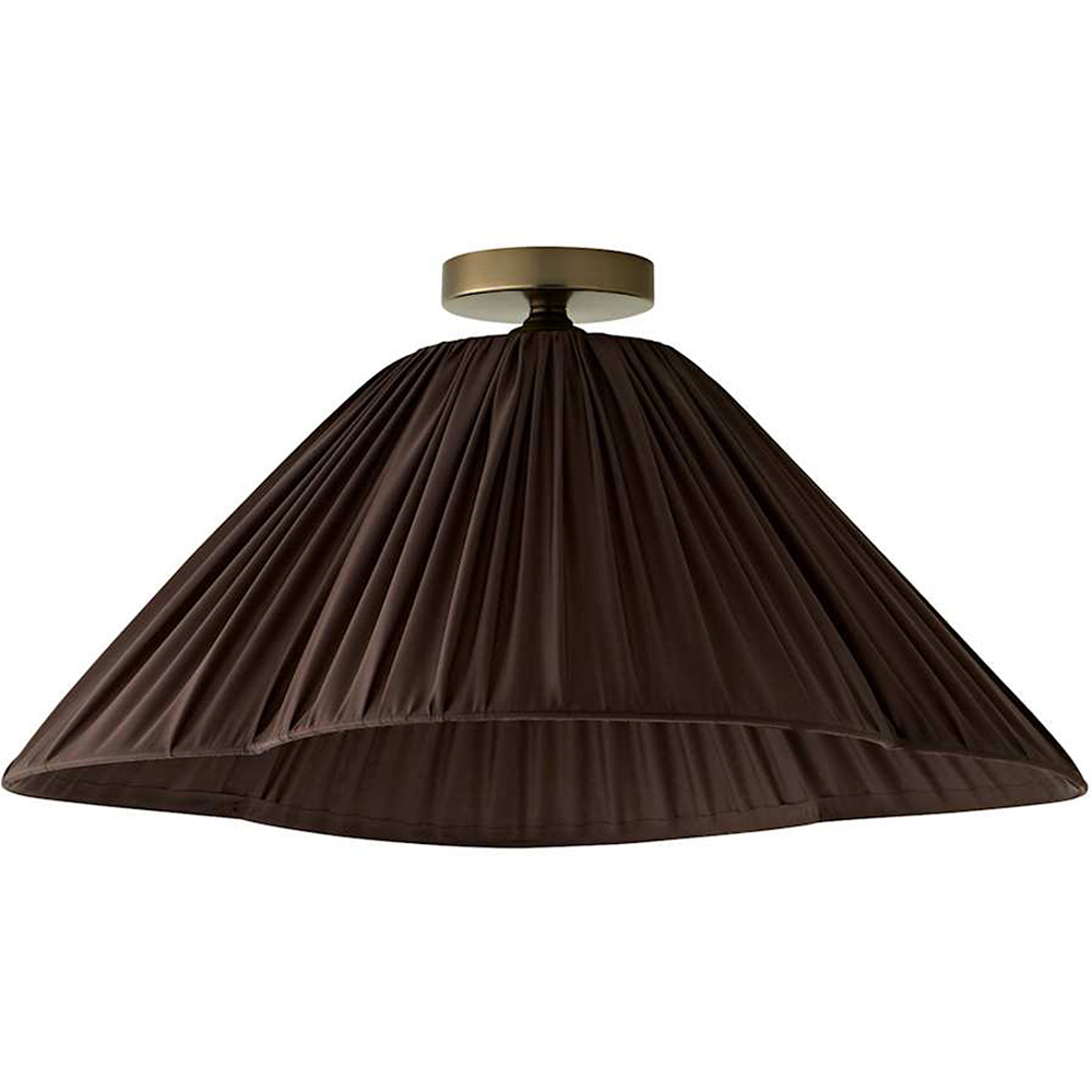 ValueLights Posie Brown Gathered Tapered Shade Metallic Flush Ceiling Light with Bulb Image 1