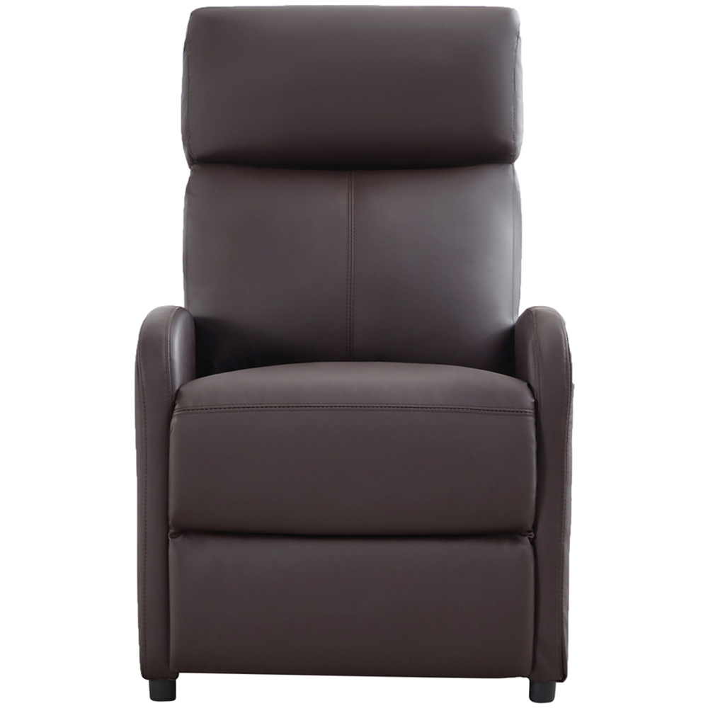 wilko Faux Leather Brown Recliner Pushback Adjustable Arm chair Image 2