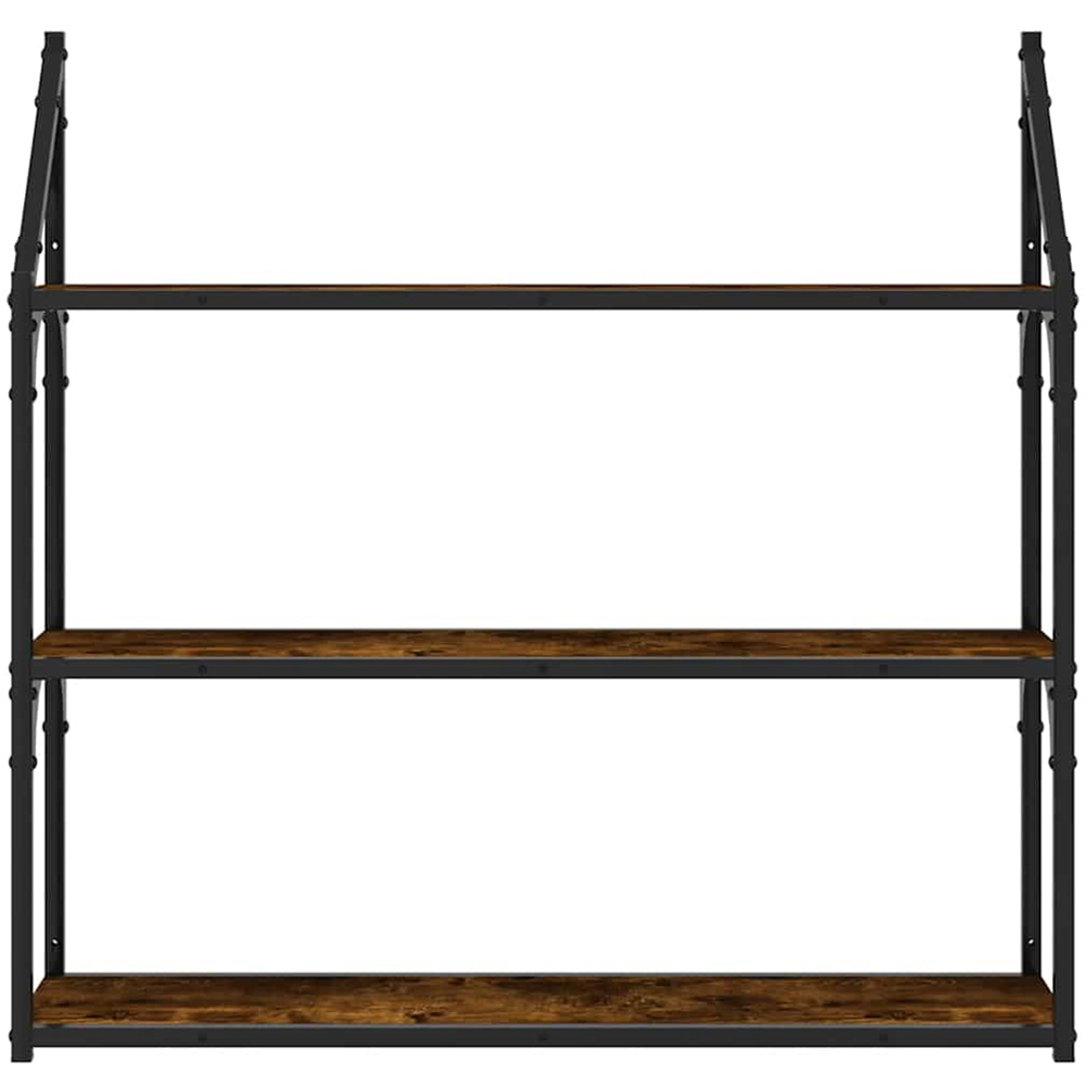 vidaXL 3 Shelf Smoked Oak Wall Shelf Image 3
