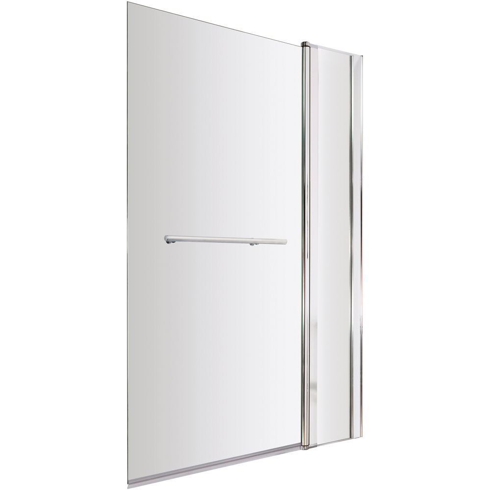 nuie Chrome Square Shower Bath Screen with Fixed Panel and Rail 1005mm Image 1