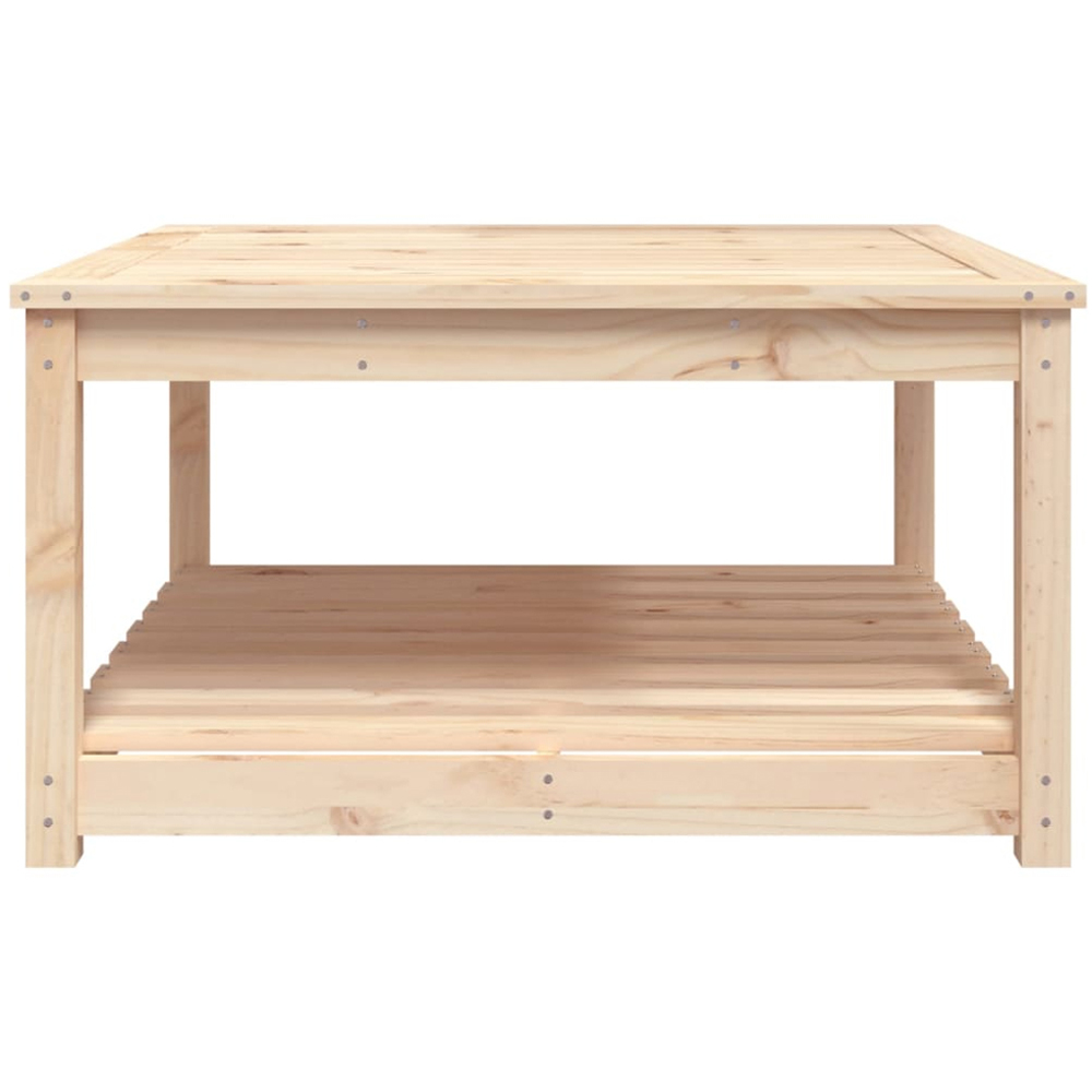 vidaXL Single Shelf Natural Solid Pine Wood Slatted Garden Table 82.5 x 82.5cm Image 4