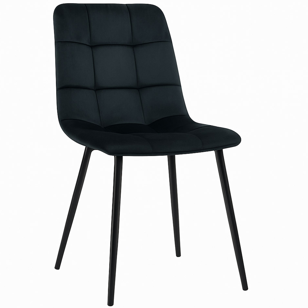 Kosy Koala 4 Seater Tufted Velvet Rectangle Dining Set Dark Grey and Black Image 2