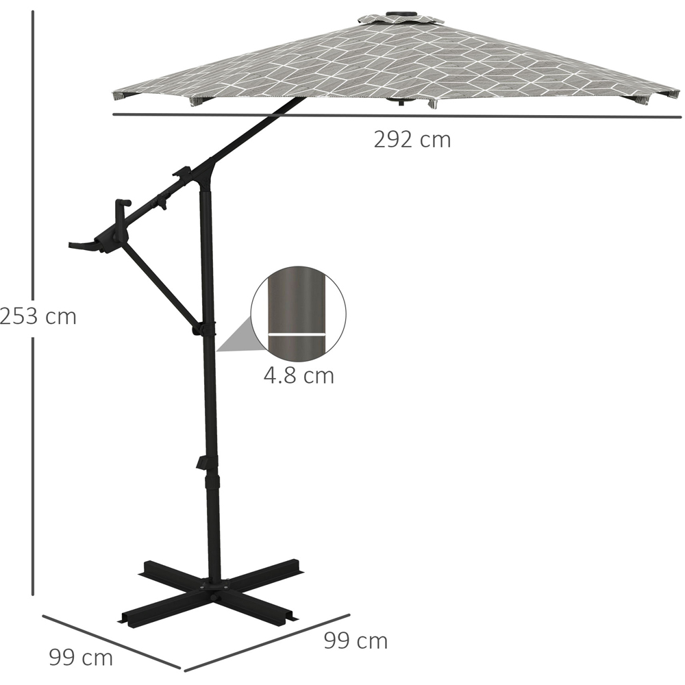 Outsunny 2 in 1 Convertible Cantilever Parasol with Cross Base 3m Image 7