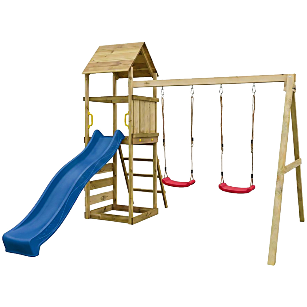 Shire Max Play Wooden Double Swing and Slide Set Image 1