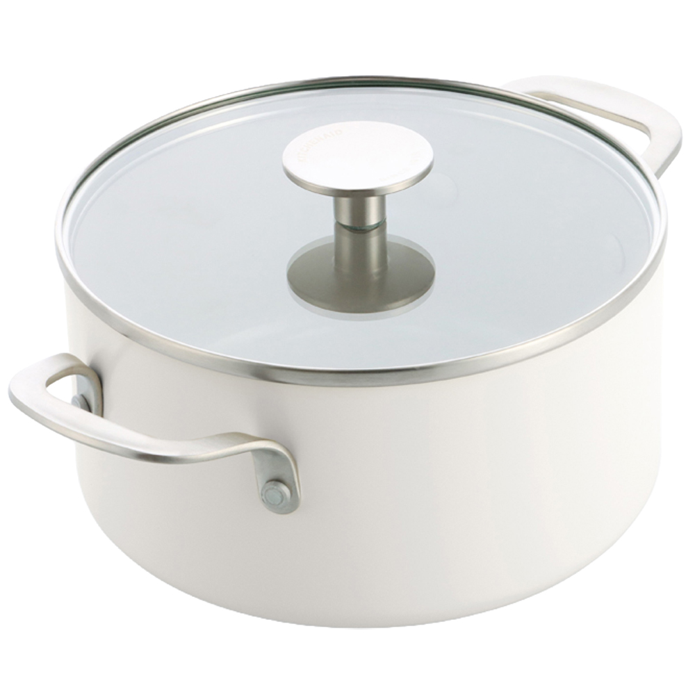 KitchenAid 20cm 3.11L Porcelain White Coloured Aluminium Casserole with Lid Image 1