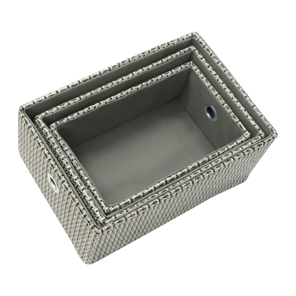 JVL Silva Set of 3 Rectangular Fabric Storage Baskets Image 4