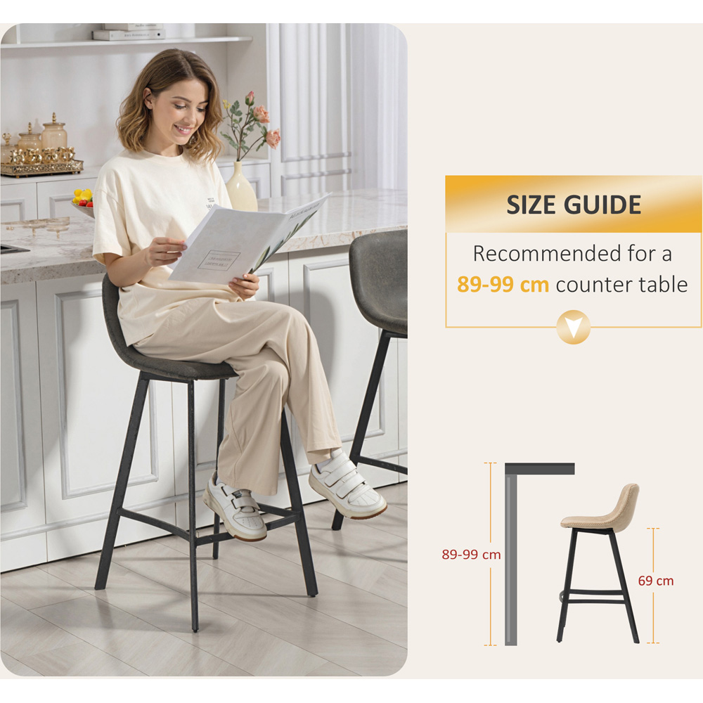 Portland Grey Faux Leather Bar Stool Set of 2 Image 7