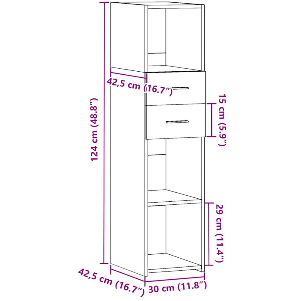 vidaXL 2 Drawer 3 Shelf Grey Sonoma Highboard Image 9