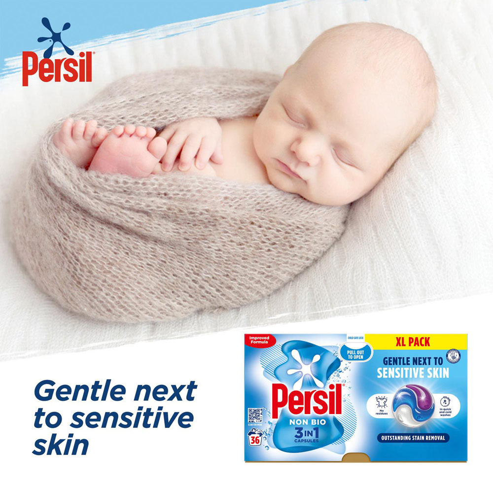 Persil Non Bio 3 in 1 Washing Capsules XL 36 Washes 3 Pack Image 8