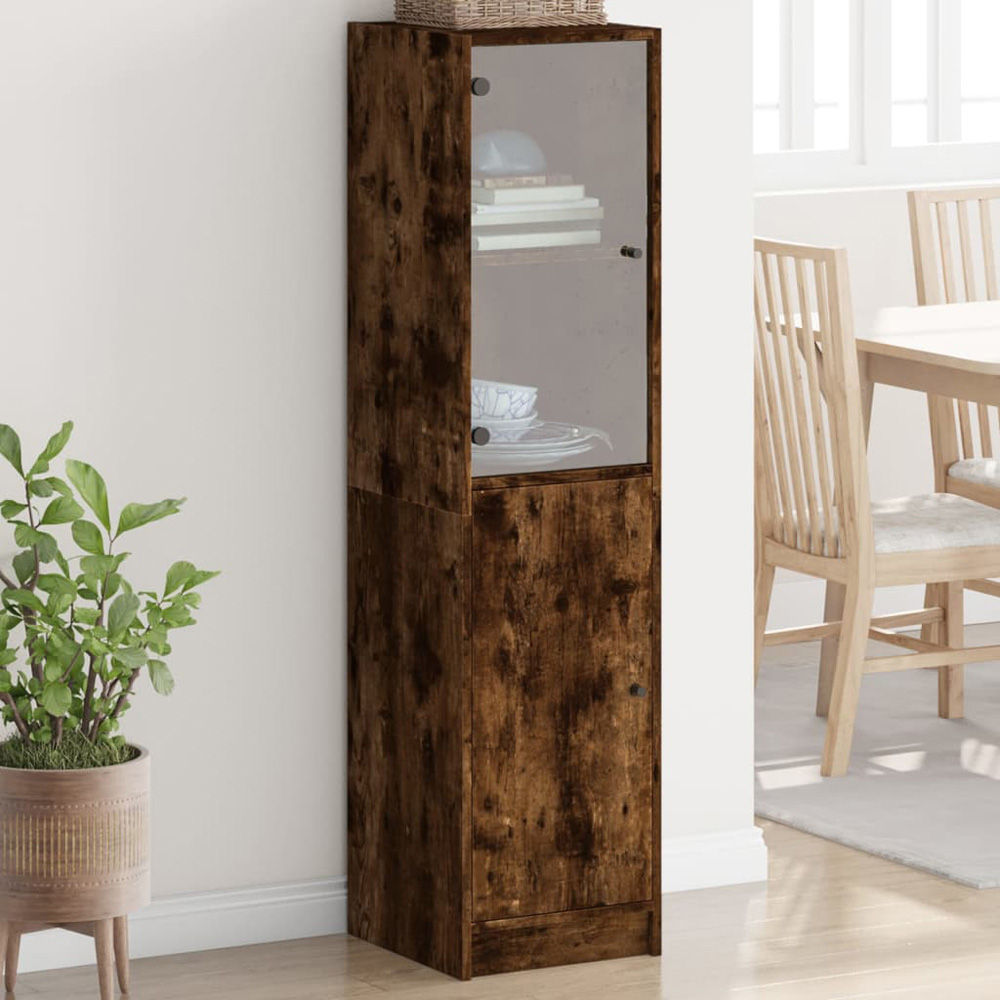 vidaXL 2 Door Smoked Oak Highboard Image 1