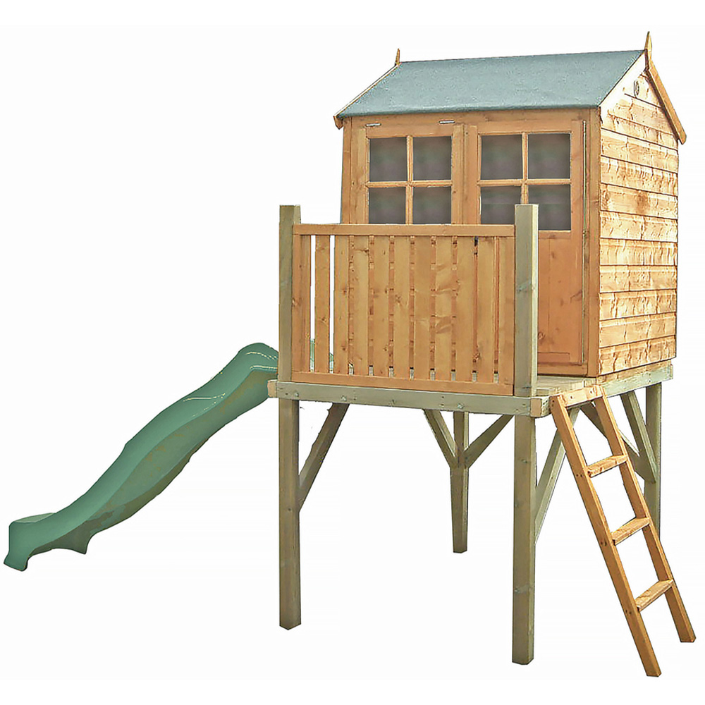 Shire Bunny Wooden Playhouse with Platform and Slide Image 2