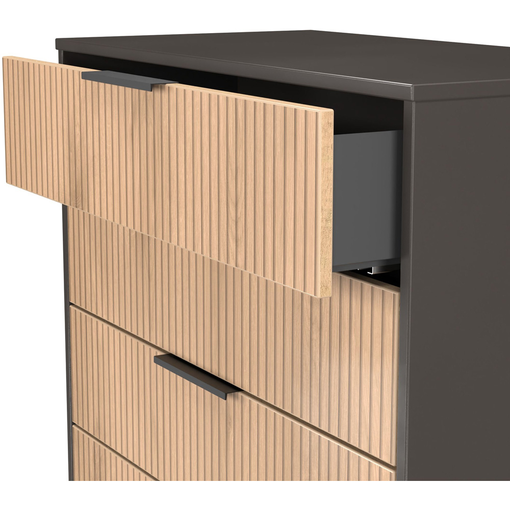 Crowndale Hong Kong 4 Drawer Slatt Effect and Graphite Chest of Drawers Ready Assembled Image 6
