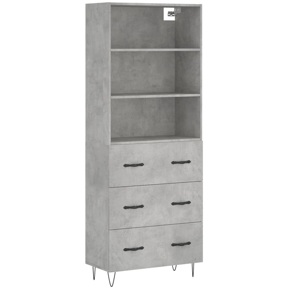 vidaXL 3 Drawer 3 Shelf Concrete Grey Tall Highboard Image 2