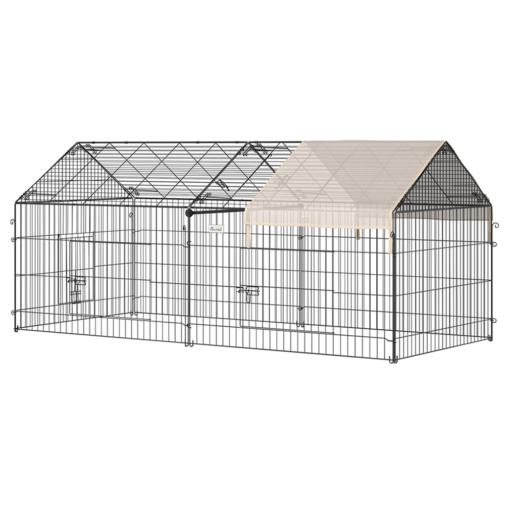 PawHut Black and Beige Small Animal Cage with Cover Image 1