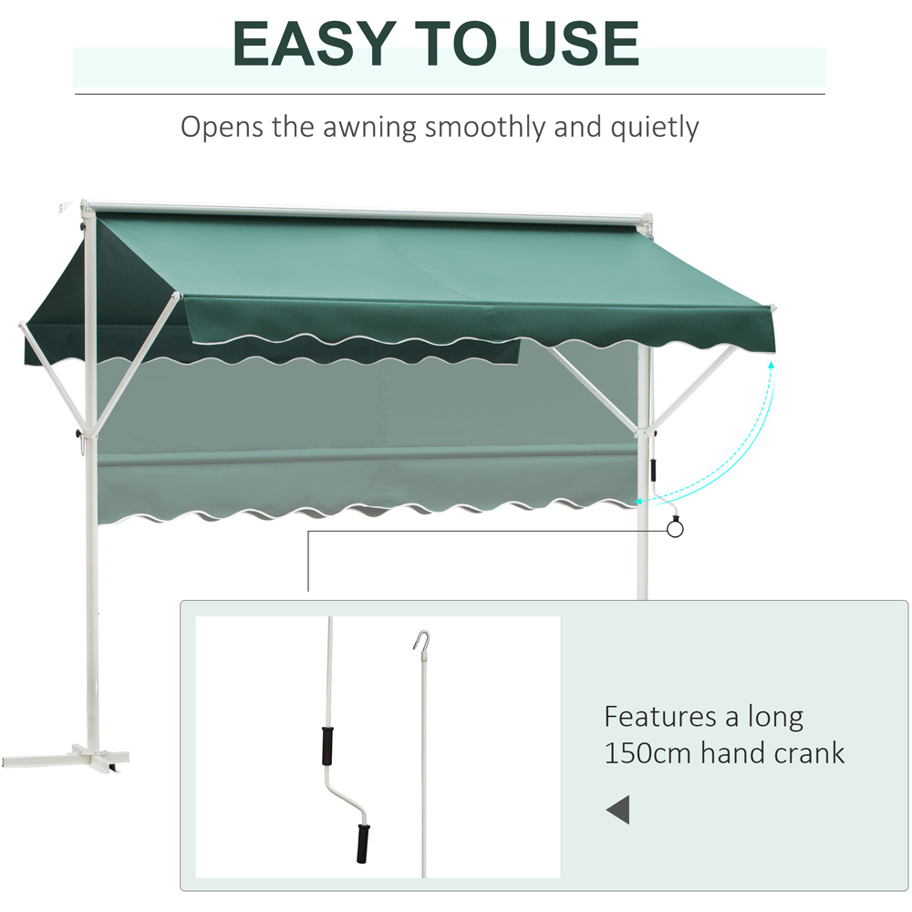 Outsunny Green and White Adjustable 2 Side Manual Awning 3m Image 6