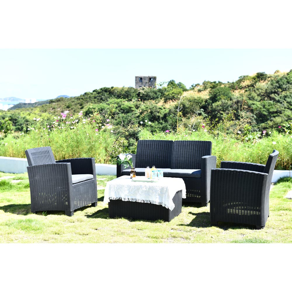 Royalcraft Faro 4 Seater Black Conversation Lounge Set Image 8