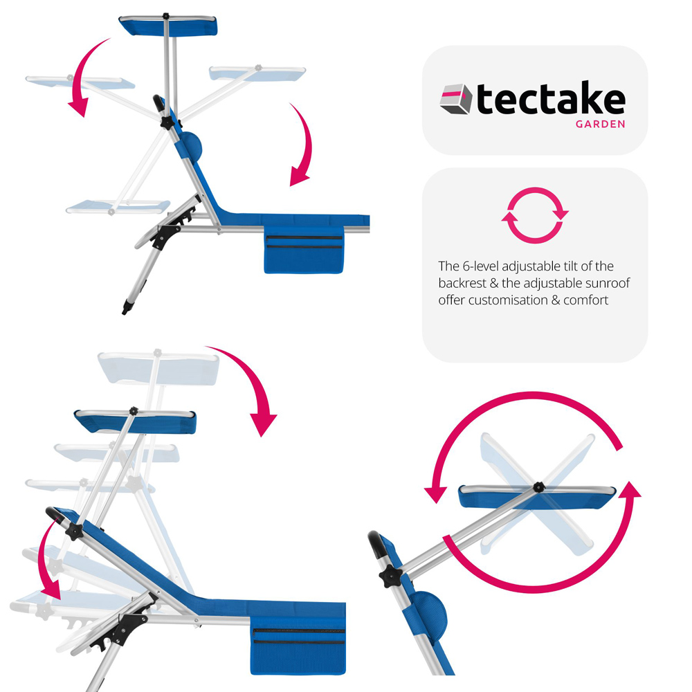 tectake Lorella Blue Foldable Sun Lounger Image 5