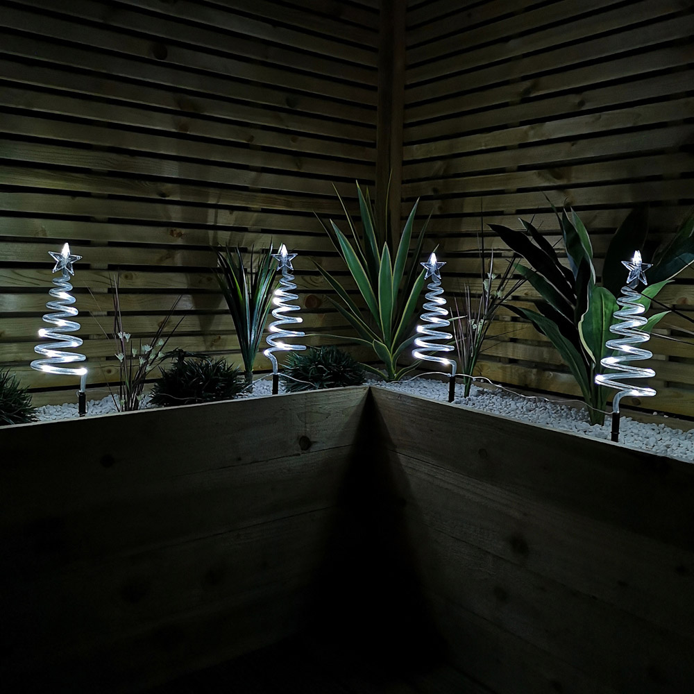 Samuel Alexander 4 Piece Cool White LED Spiral Tree Path Christmas Light Set Image 1