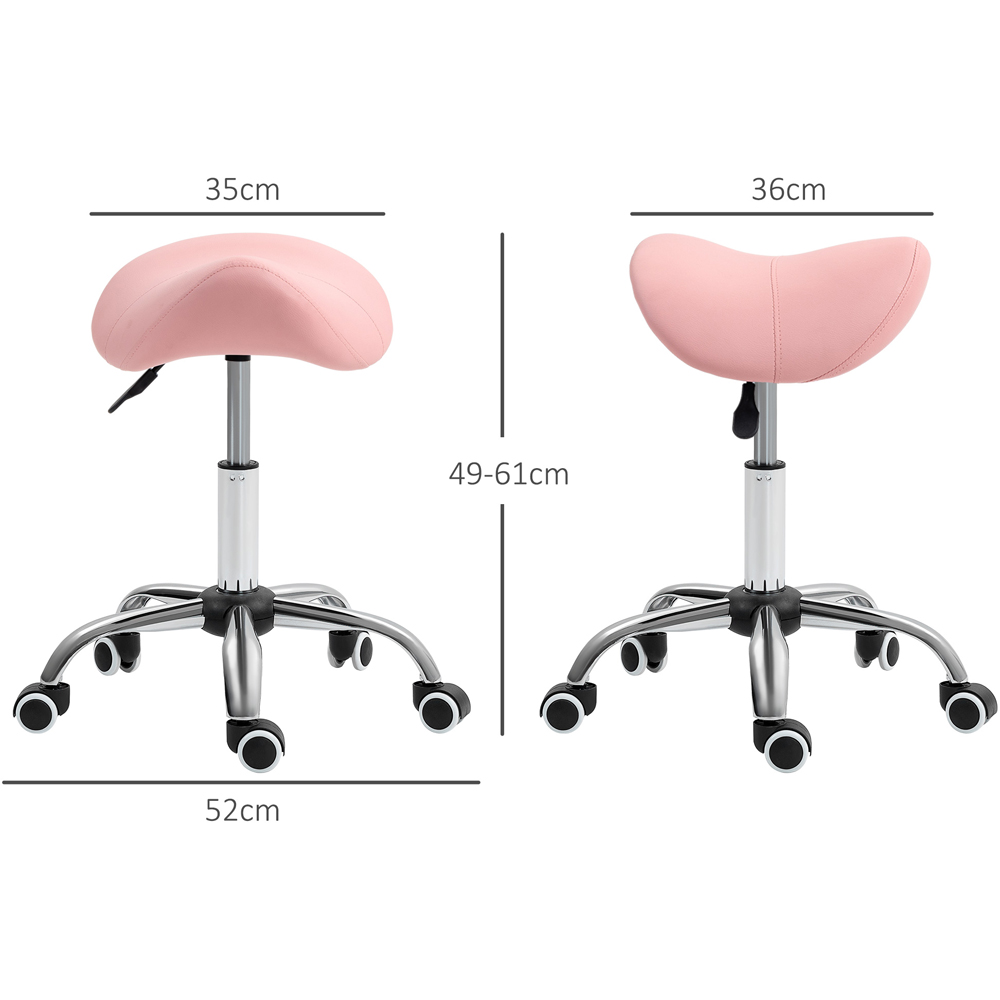 Portland Pink PU Leather Adjustable Saddle Stool with Moulded Padded Seat Image 9
