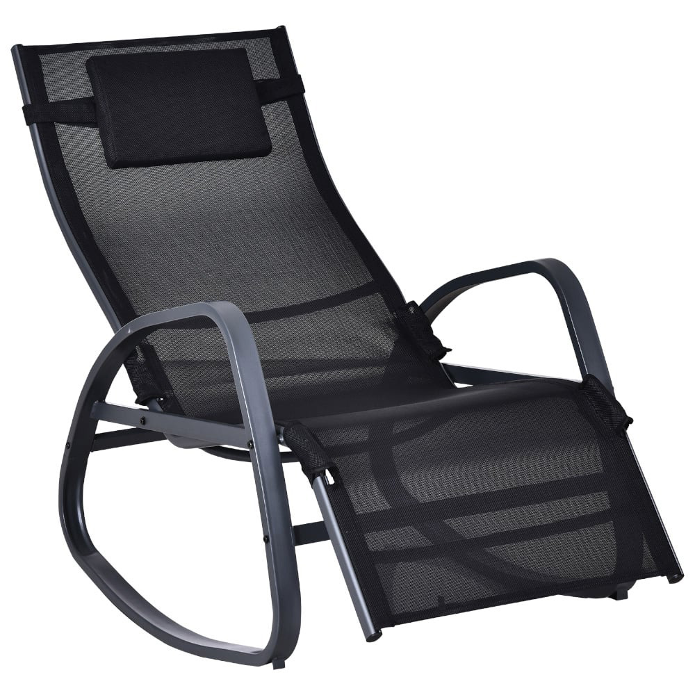 Outsunny Black Zero Gravity Rocking Chair with Pillow Image 2